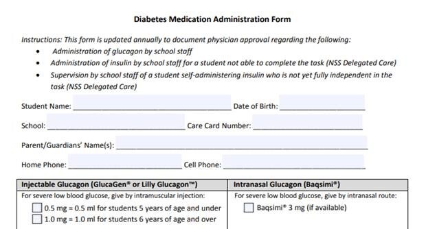Medication adminstration form diabetes 2